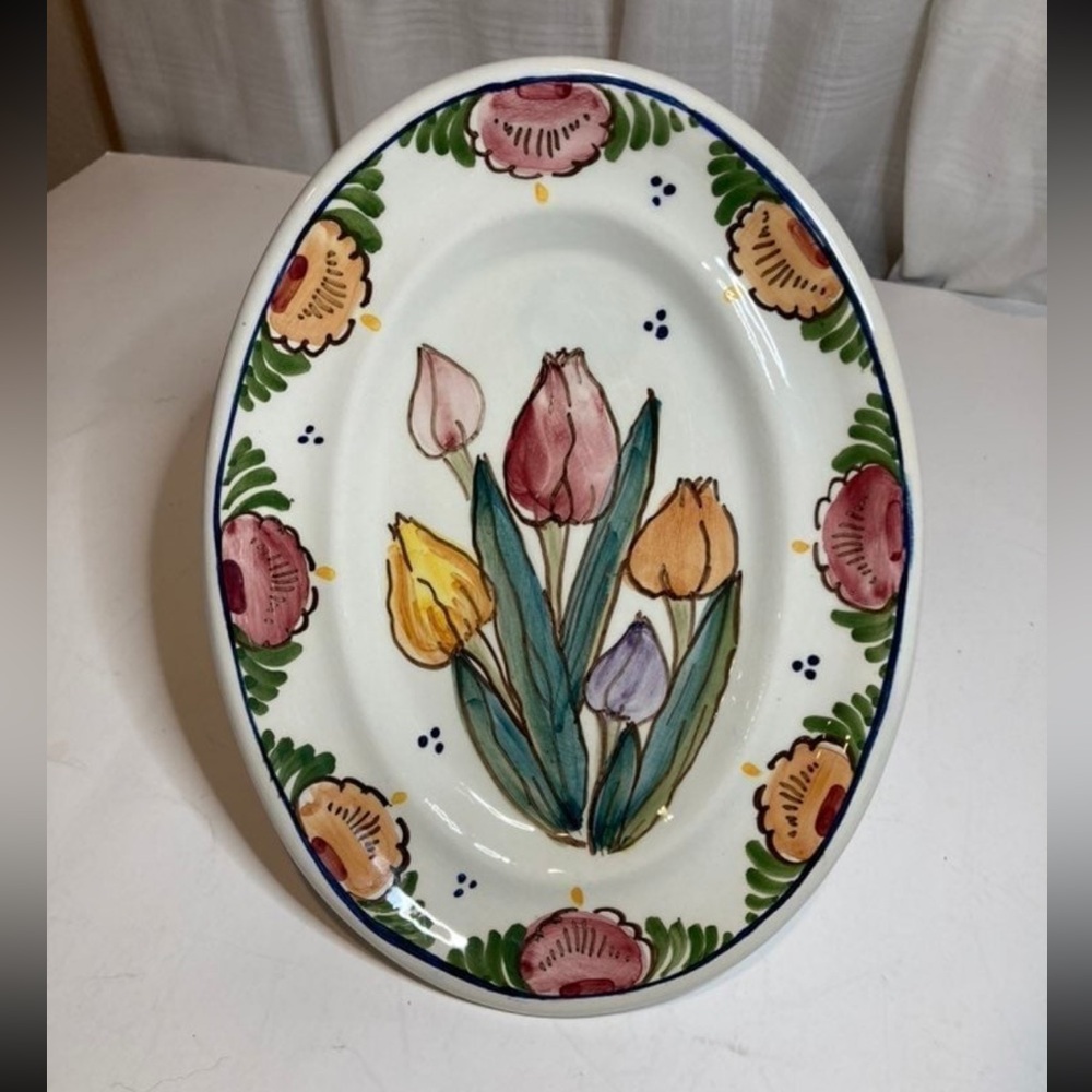 Vintage hand painted Delft Poly tulip plate - Picture 4 of 5